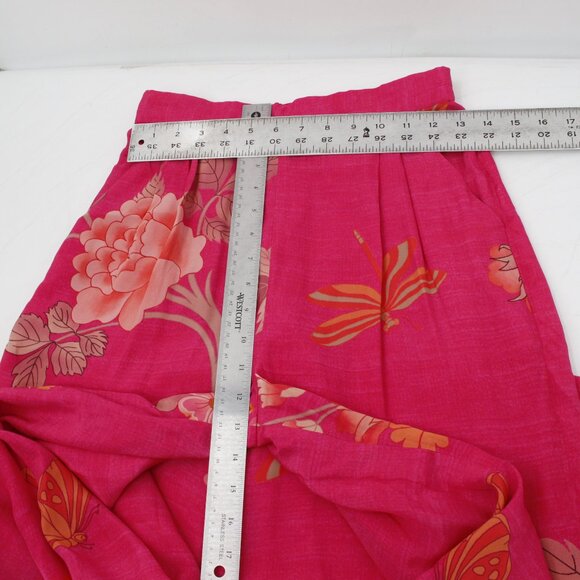 Paulmi & Harsh Pants Women Small Rani Pink Floral Printed Pleated Wide Leg lined - Picture 9 of 13